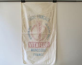 VINTAGE FLOUR SACK - Rare 1967 flour sack from Port de France in Martinique