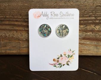 12 gray blue druzy earrings
