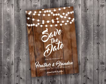 Rustic Save The Date Cards Postcard Lights Wood Country Rustic Save The Date Cards Postcard Lights Wood Country
