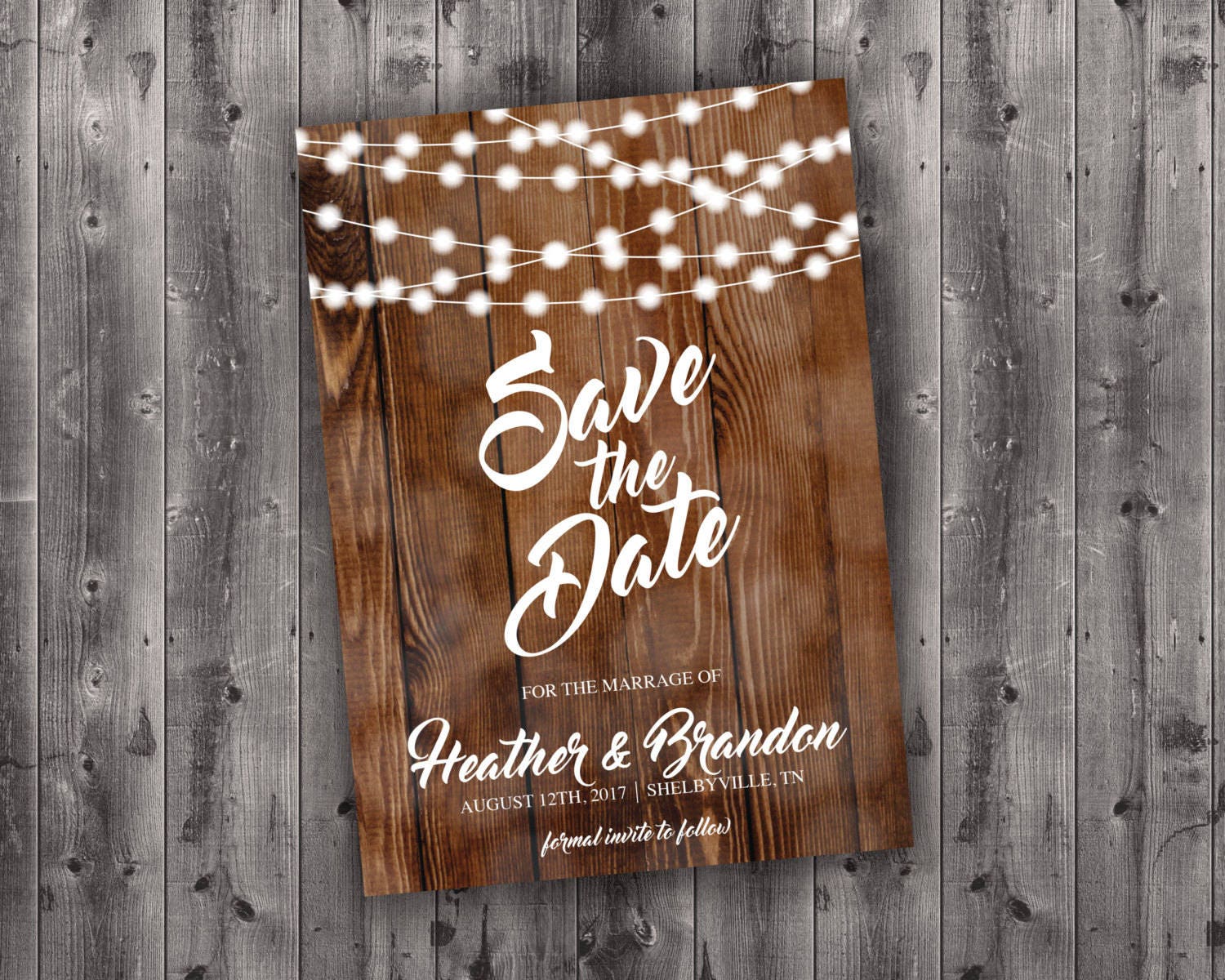 Rustic Save The Date Cards Save The Date Postcard Lights 