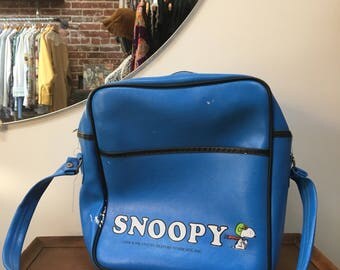 Vintage Seventies 1970s Snoopy Red Baron Flight Bag Messanger Bag Tote Bag Peanuts Charles Schultz "Keep 'Em Flying"