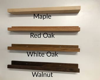 Solid Hardwood Floating Picture Ledge, Floating Shelf, Art Shelf, Picture Shelf, Display Ledge, Gallery Shelf, Rustic Wooden Shelf