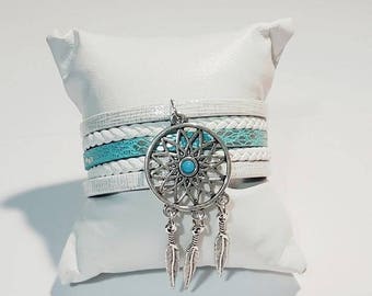 Dream catcher leather Cuff Bracelet