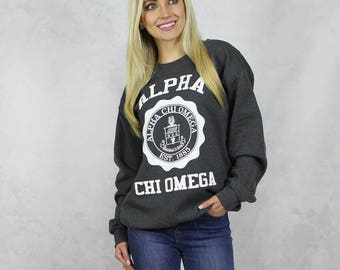 Alpha Chi Omega Harvard Design Sweatshirt in Charcoal