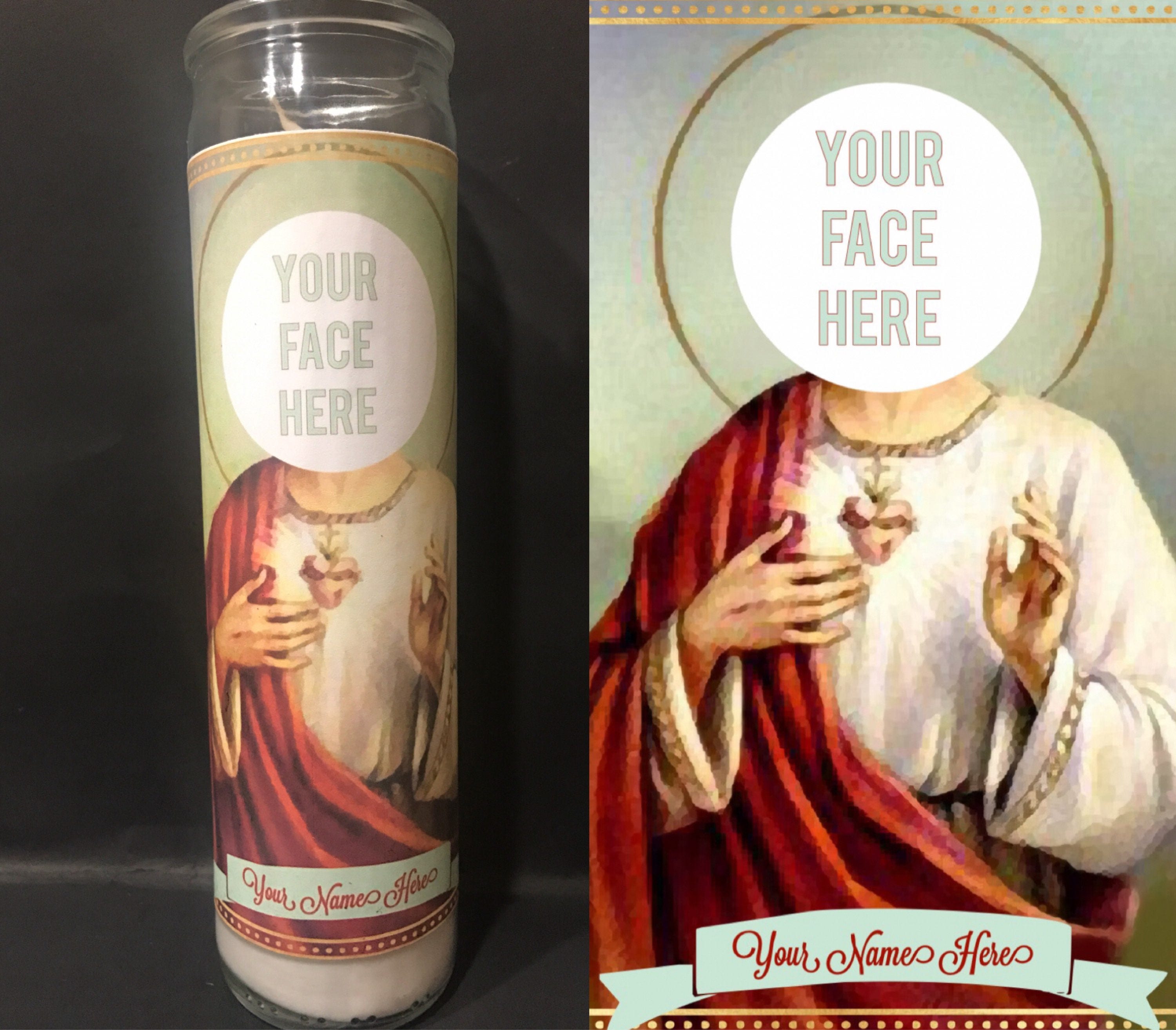 Personalized Custom Devotional Prayer Saint Candle One Face