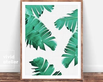 Tropical Printable Art, Tropical Leaves, Banana Leaf Art, Palm Leaf Print, Leaf Print, Palm Digital Print, Tropical Print, Tropical Wall Art