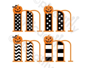 Pumpkin SVG PNG Halloween Monogram Svg Cut File Initial M Girl Halloween Monogram M SVG Boy Pumpkin Svg Halloween Digital Clip Art Letter M