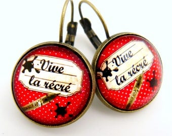 Earrings cabochon Vive playtime!
