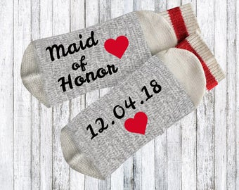 Maid of honor gift - Novelty Socks - Words on socks - bridal party gift - text on socks - custom socks - bridesmaids gift idea