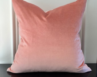 20 x 20 double sided blush pink velvet designer pillow cover, Schumacher fabric, velvet cushion, home decor, decorative pillow cover
