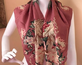 SALE Vintage Silk Lage Scarf in Beautiful Flowers and Colors / 35" Square