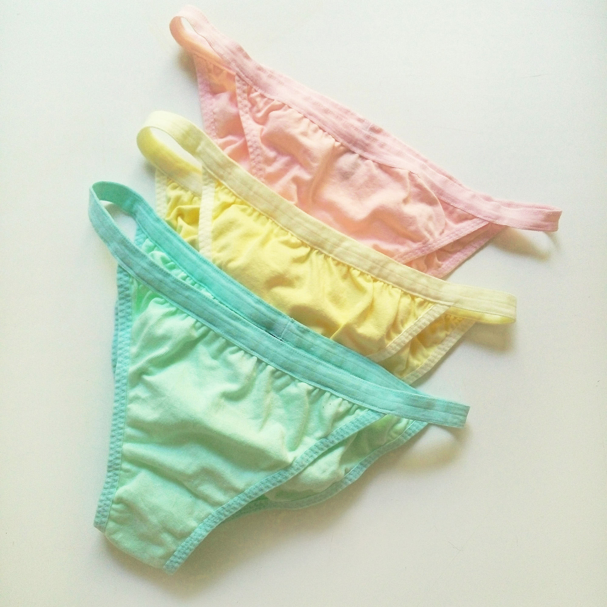Cotton panties / tanga panty / Pink Yellow Mint panties