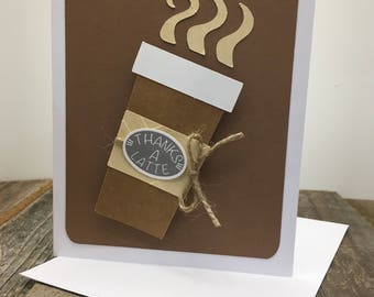 Thanks A Latte Card, Latte Thank You Card, Thanks A Lot Card, Coffee Thank You Card, Thanks A Latte Thank You Card, Thank You Card, Thanks
