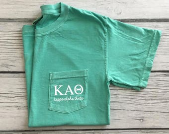 Kappa Alpha Theta Pocket Tee, Theta, Sorority gift, Kappa Alpha Theta t-shirt, Sorority pocket shirt, Little Sis gift, Greek letter shirt