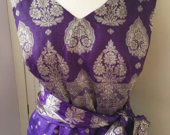 Silk party dress, silk prom dress, vintage silk dress, silk sari dress, unique silk dress, wedding guest dress, bridesmaid dress