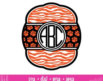 Tiger Monogram svg - Tiger Paw svg - Tiger svg - Tigers Monogram - Monogram svg - Baseball Monogram - Football svg - Paw Print svg