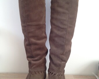 CHANEL Vintage Suede Brown Boots shoes 36 size