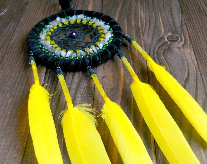 Dream catcher yellow Dreamcatcher wall hanging Boho dream catcher Home living Home decor Home decor wall art Bohemian décor Boho Home Décor