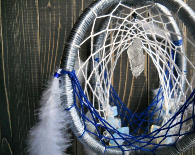 Dreamcatcher blue two circles Dreamcatcher Wall Hangings Home decor Dream catcher wall hanging Home decor wall art Bohemian décor Wall Décor