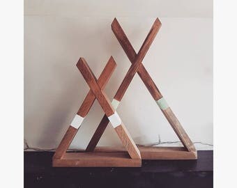 Set of 2 Wooden Tipi Shelves