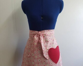 Diner - waitress - fruit - toss - pinup - rockabilly - 50's - retro - vintage - style - half - apron - with - heart - pocket