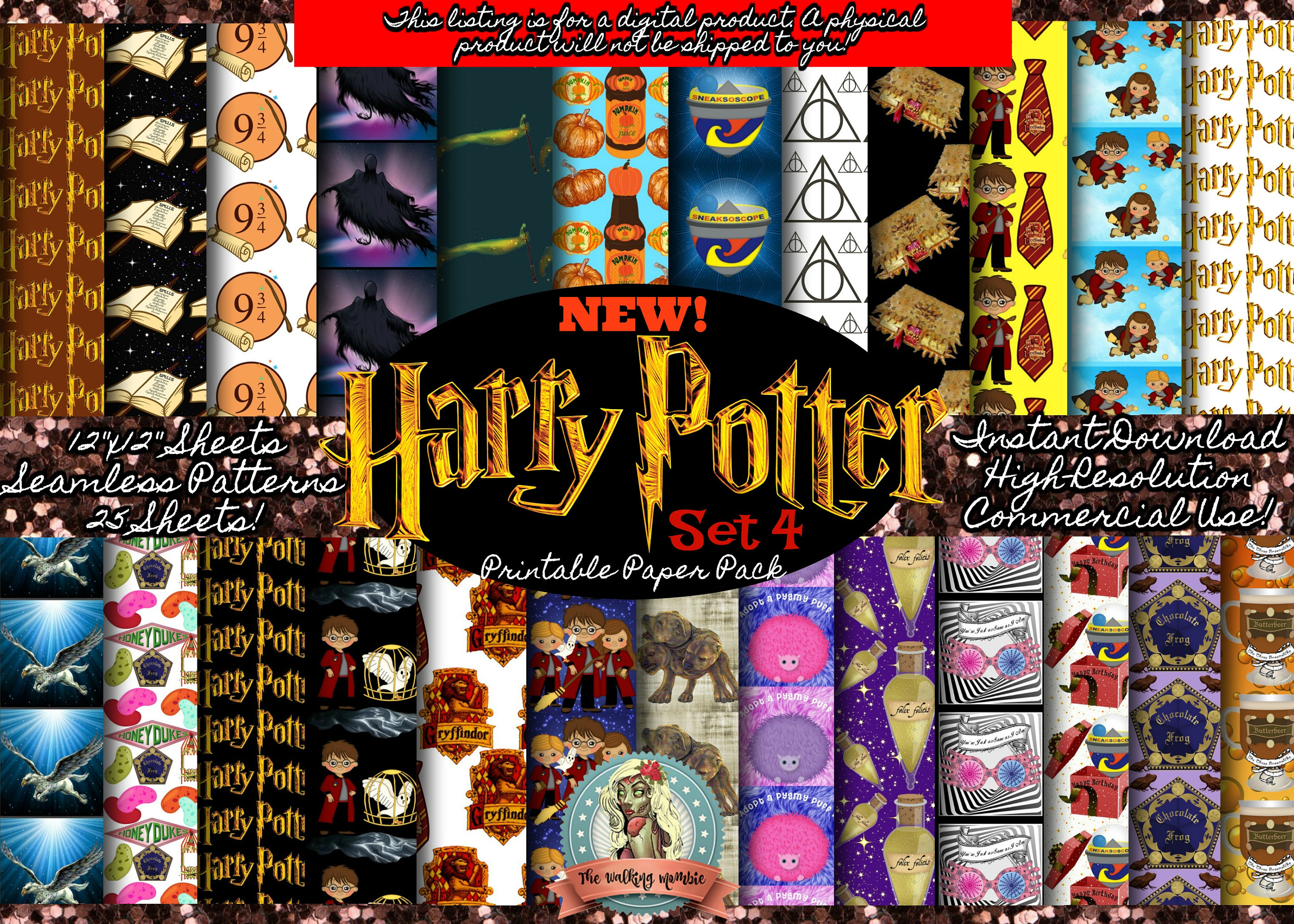 Harry Potter Digital Paper Harry Potter Scrapbook Paper