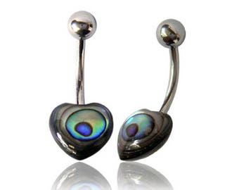 Piercing nombril bague du ventre en acier chirurgical / Abelone shell with 1.6mm 316L surgical steel pin