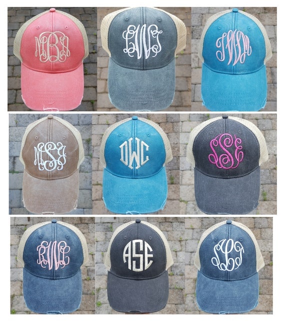 ladies monogrammed baseball caps seersucker cap monogram vintage trucker hat distressed gifts women ladies monogrammed baseball caps seersucker cap monogram vintage trucker hat distressed gifts women