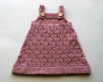 Baby wool dress, Knit baby dress, Hand knit baby dress, Merino baby outfit, Baby girl outfit, Baby girl clothes, Baby knitted outfits