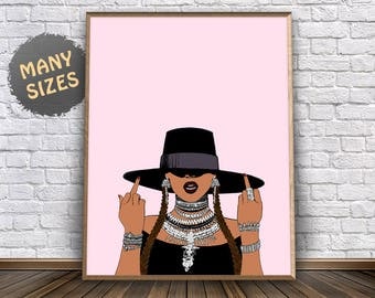 Beyonce Poster Print • Beyonce Formation Lyrics I Slay Beyonce Lyrics Beyonce Wall Art Feminist Art Middle Finger Beyonce Art Beyonce Slay