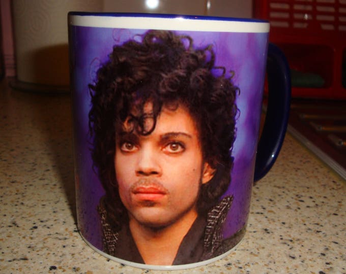 King of Pop Prince Mug Design 1 Blue Handle & Rim
