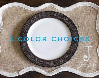 Burlap Placemats, Best Wedding Gifts for Couples, Natural Burlap Table Decor, Farmhouse Placemats, Rustic Table Mats, Monogrammed Mats