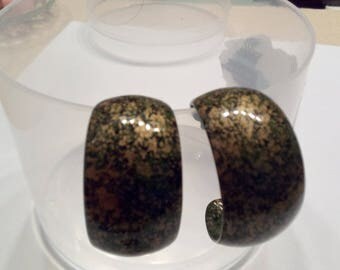Vintage Painted Metal Crescent Shape Earrings