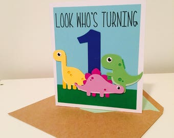 Dinosaur Birthday Card, First Birthday Card, Dinomite Birthday, Number Birthday Card,