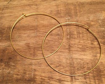 Thin Gold Hoop Earrings | Ultra Thin Gold Hoops | Delicate Hoop Earrings, Minimalist Hoops, 2 Inch Hoops