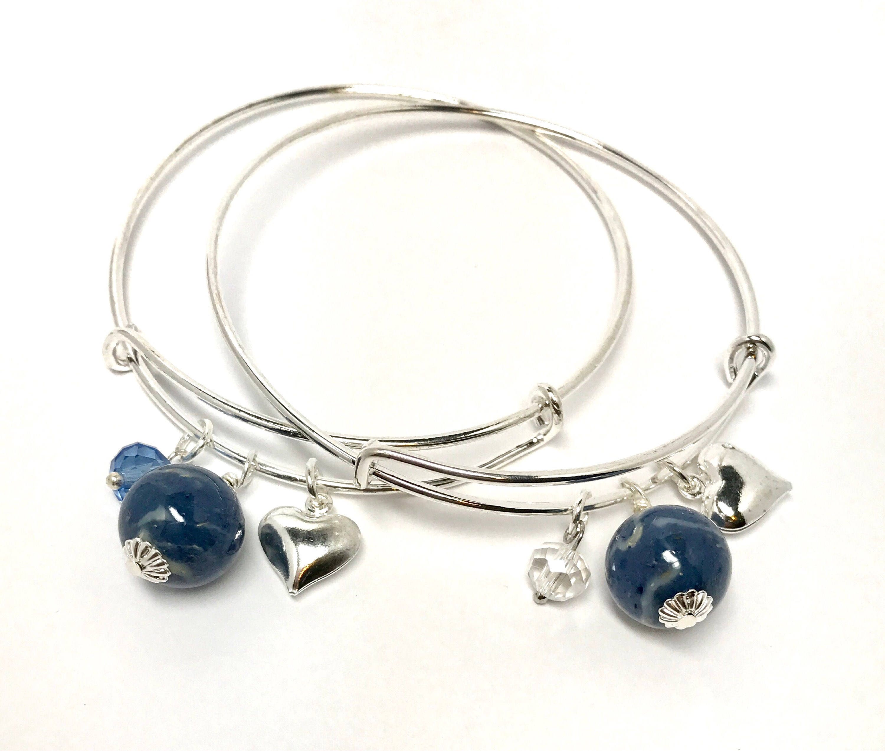 Flower petal keepsake jewelry / stackable bangle bracelet with