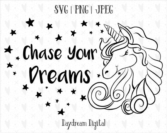 Download Chase Your Dreams Unicorn SVG Quote Hand Drawn Cute