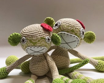 Crochet amigurumi; Soft toy; macaco de peluche; brinquedo para bebé;