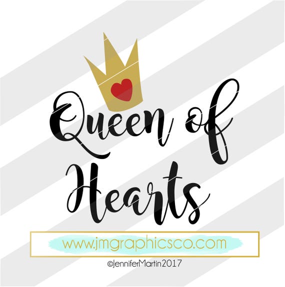 Queen of hearts svg eps dxf png cricut or cameo scan N