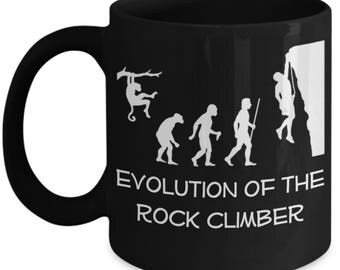 Funny Climbing Mugs - Evolution Of The Rock Climber - Ideal Climber Gifts