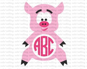 Pig monogram svg, Animal monogram svg, pig svg, animal svg dxf jpeg cutting file for Silhouette Cameo, Portrait, Curio, Cricut