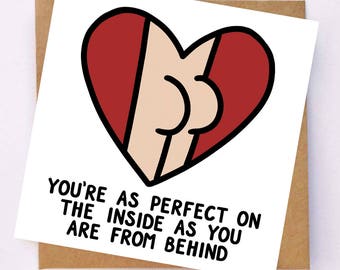 Funny Anniversary Card For Boyfriend - Bum Card For Girlfriend - Butt Card For Husband - Cheeky Card For Wife - Love You Card - Booty Love