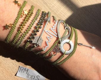 Macrame bracelet olive with gold or silver in 10 variations, macrame bracelet olive with gold or silver in 10 variations