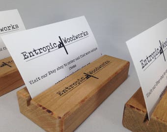 Wood business card holder for desk // Personalized wood business card holder // Desk decor // Wooden card holder