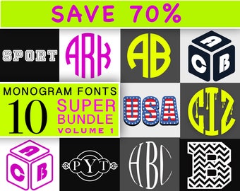 Monogram SVG Monogram Font svg Monogram Font Bundle svg DXF for Silhouette and Cricut - 107