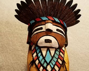 Zuni Commanche Kachina by Jerome Nequatewa
