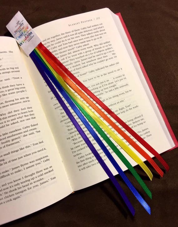 AA Bookmark Serenity Prayer Rainbow Multi Ribbon Bookmark for