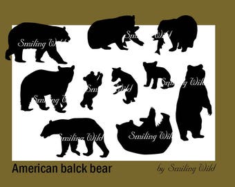bear svg silhouette american black bear clipart forest animal clip art nature silhouette fishing bear printable animal art little bear cub