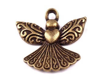 20 charms, Angel, guardian angel, 20 x 22 mm antique brass