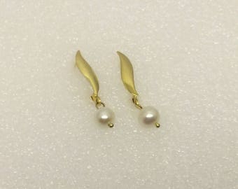 14k gold apoya Pearl earrings #455